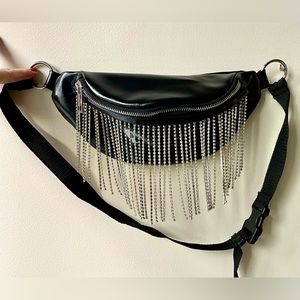 Crystal Fringe Crossbody with Side Zipper